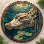 Jungle Gaze Round Mat Rug - washable non-slip printed rug