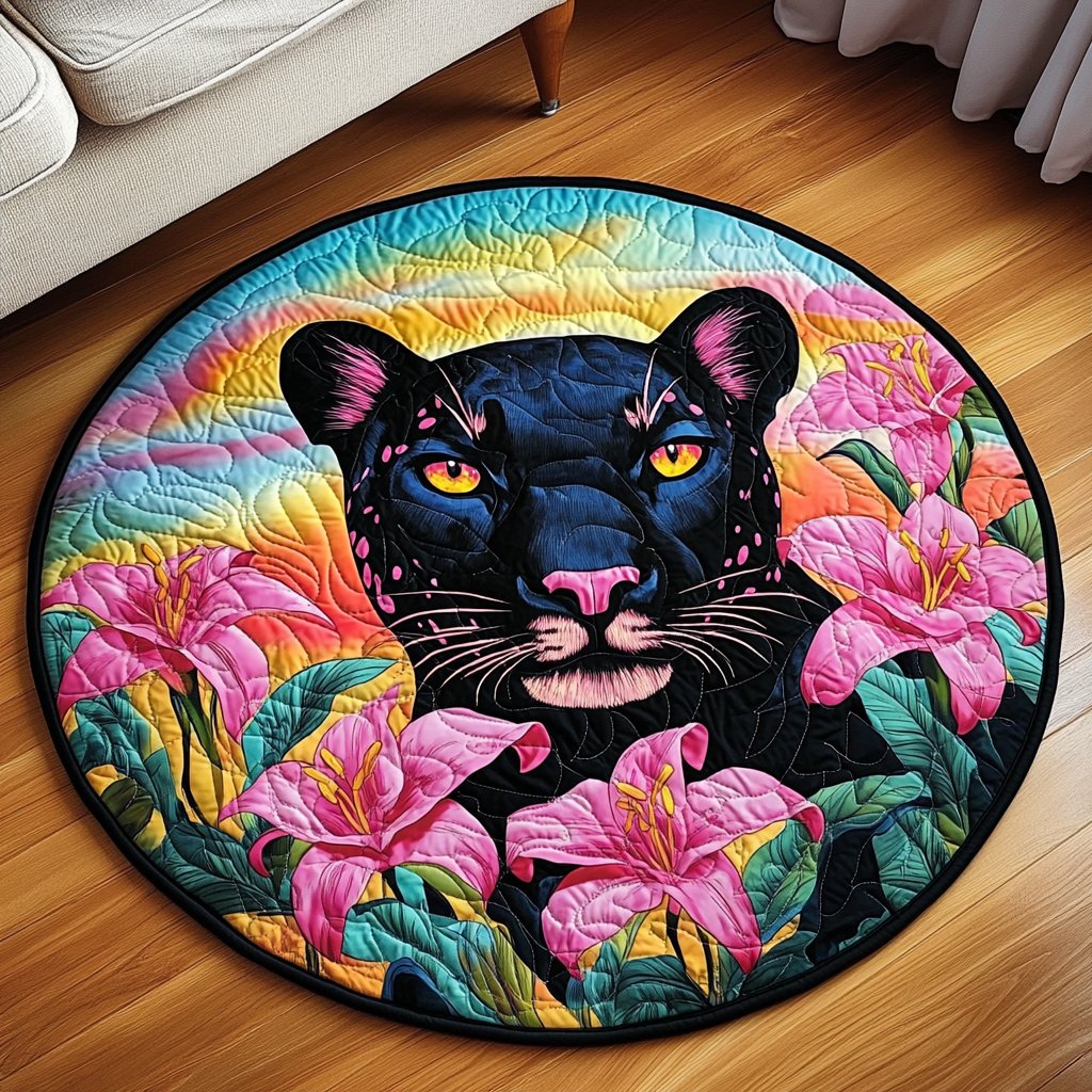Jungle Guardian Round Mat Rug - washable non-slip printed rug