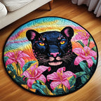 Jungle Guardian Round Mat Rug - washable non-slip printed rug