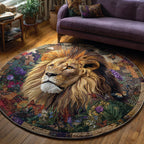 Jungle Lion Round Mat Rug - washable non-slip printed rug