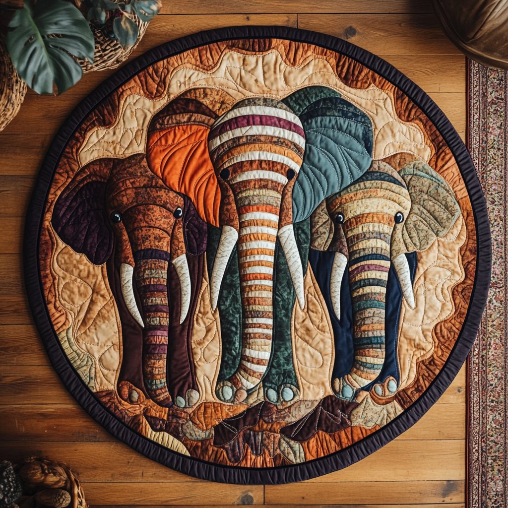 Jungle March Round Mat Rug - washable non-slip printed rug