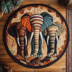 Jungle March Round Mat Rug - washable non-slip printed rug