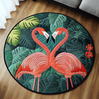 Jungle Romance Round Mat Rug - washable non-slip printed rug