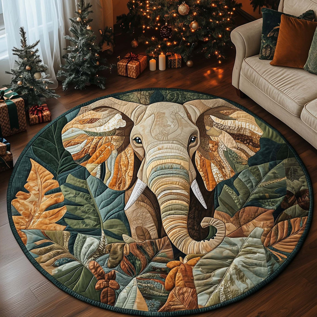 Jungle Spirit Round Mat Rug - washable non-slip printed rug