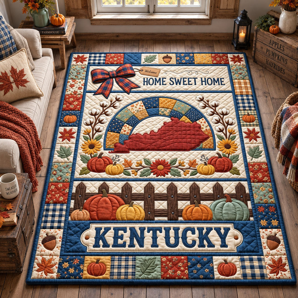 Kentucky Home Sweet Home area rug in a living room