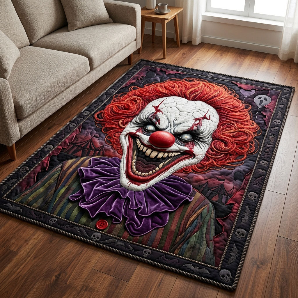Killer Clown area rug in a living room