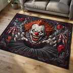Killer Clown area rug in a living room