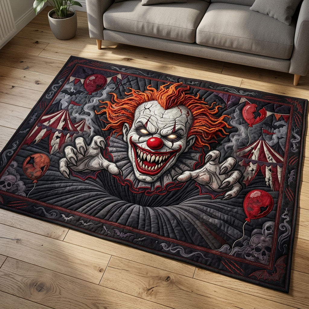 Killer Clown area rug in a living room