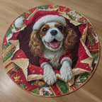 King Charles Breakout Round Mat Rug - washable non-slip printed rug