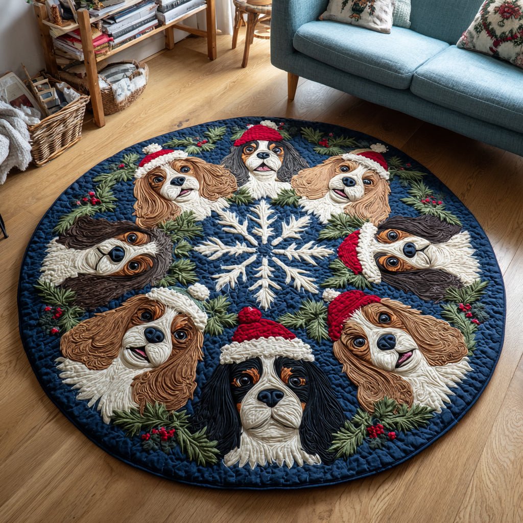 King Charles Ensemble Round Mat Rug - washable non-slip printed rug