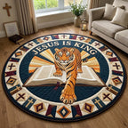 Kingdom Tiger Round Mat Rug - washable non-slip printed rug