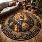 Kingdom Warrior Round Mat Rug - washable non-slip printed rug