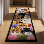 Kitten Cat Yarn Runner Carpet Runner Rug - Cute Pet Design | Animal Printed Runner Rug