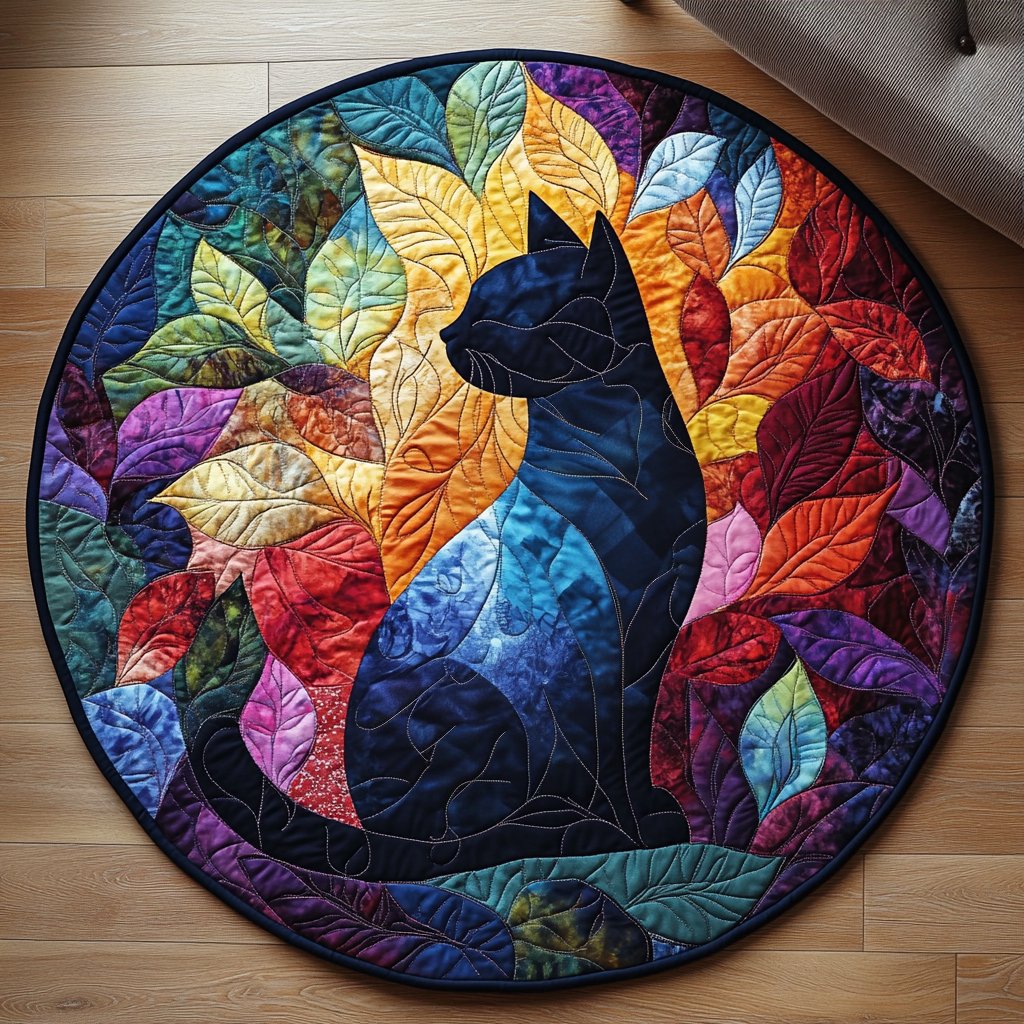 Kitty Garden Round Mat Rug - washable non-slip printed rug