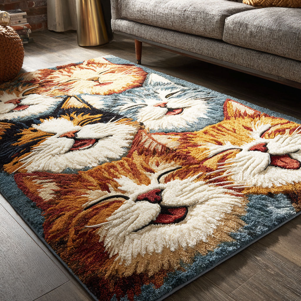Kitty Wonderland area rug in a living room