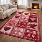 Knitted Love Patch area rug in a living room