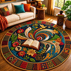 Knowledge Spiral Round Mat Rug - washable non-slip printed rug