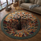 Knowledge Tree Hollow Round Mat Rug - washable non-slip printed rug