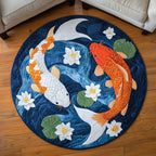 Koi Bliss Round Mat Rug - washable non-slip printed rug