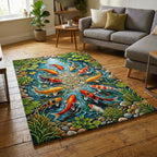 Koi Circle area rug in a living room
