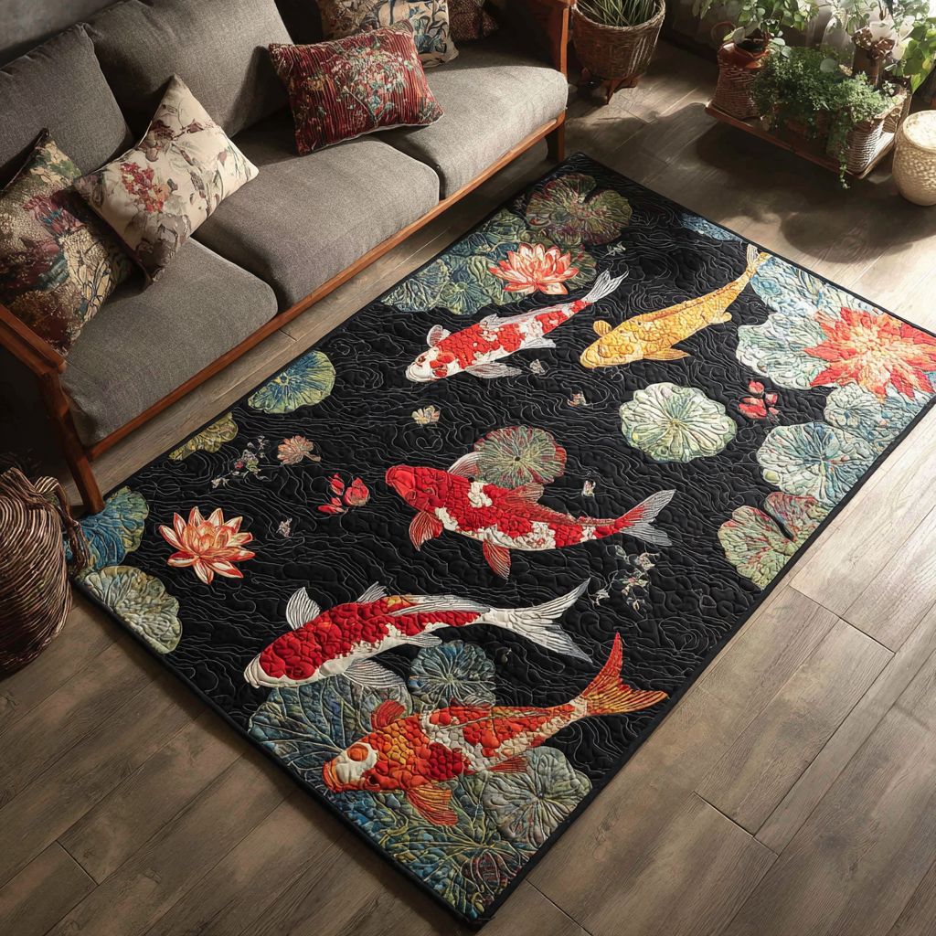 Koi Circle area rug in a living room