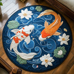 Koi Dream Round Mat Rug - washable non-slip printed rug
