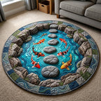 Koi Fish Pond Round Mat Rug - Nature Design | Serene Home Decor