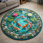Koi Fish Pond Round Mat Rug - Nature Design | Serene Home Decor