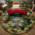 Koi Fish Round Mat Rug - washable non-slip printed rug