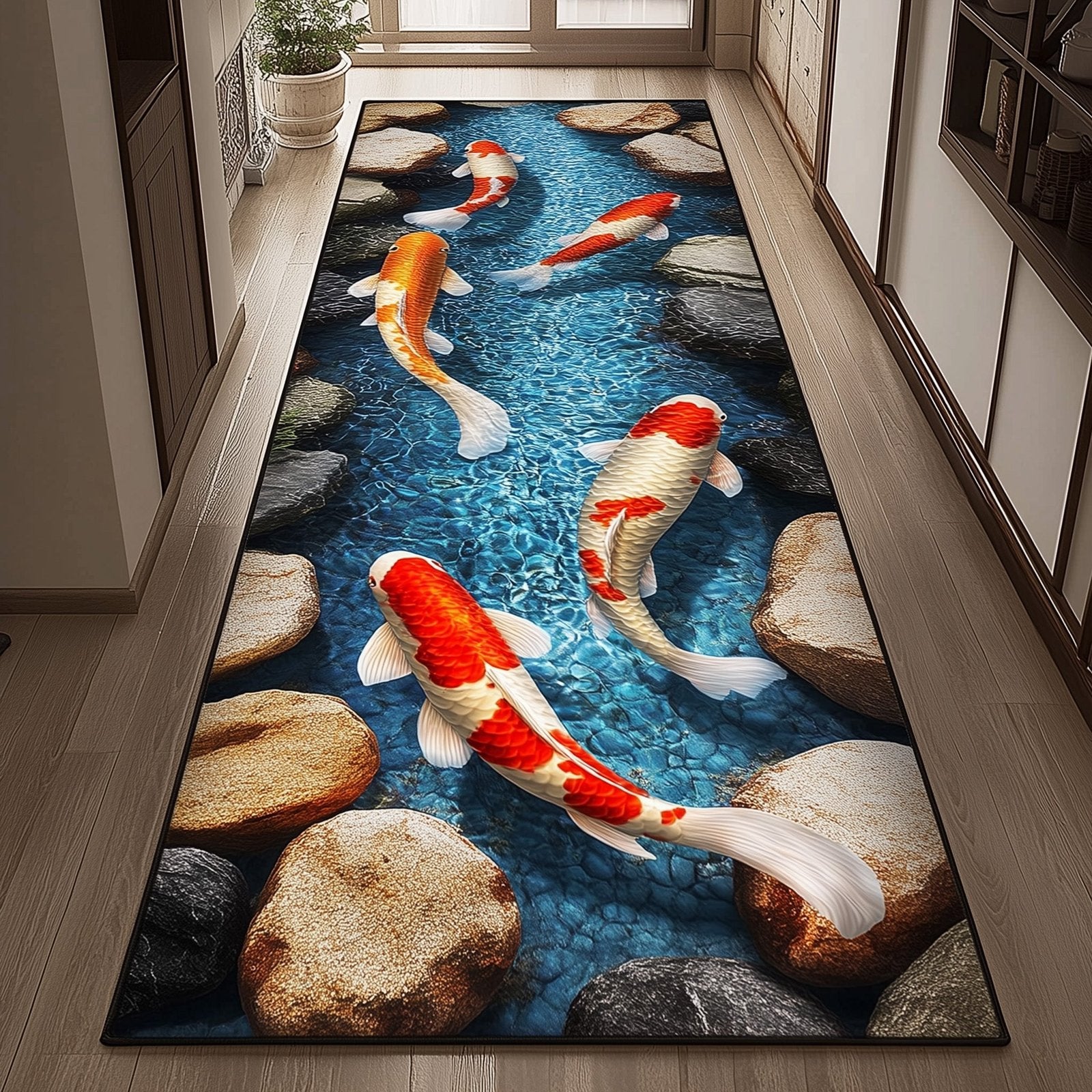 Koi Fish Runner Rug - Nature Design | Serene Runner Rug