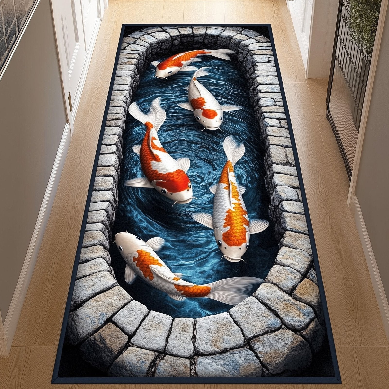 Koi Fish Runner Rug - Nature Design | Serene Runner Rug