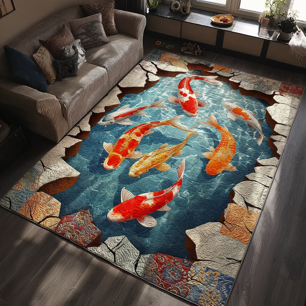 Koi Garden area rug in a living room