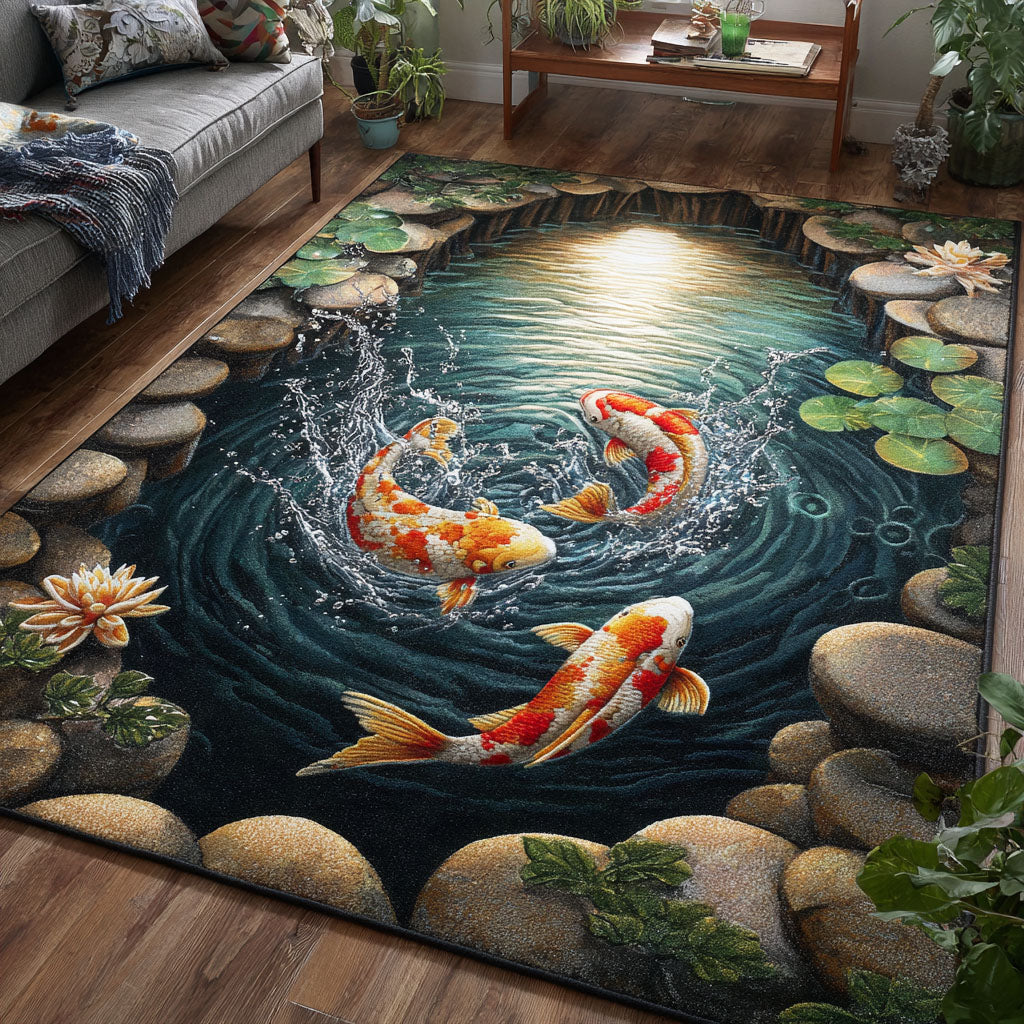 Koi Garden area rug in a living room