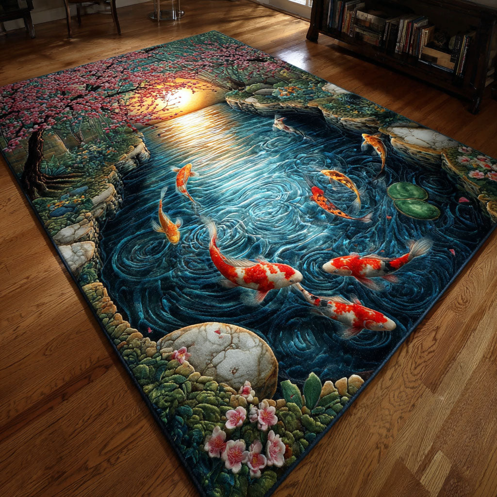 Koi Haven area rug in a living room