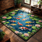 Koi Heaven area rug in a living room