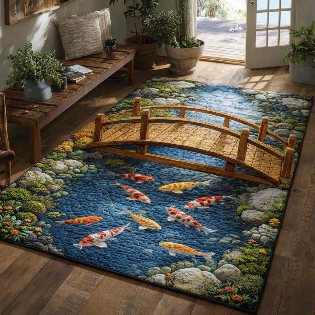 Koi Heaven area rug in a living room