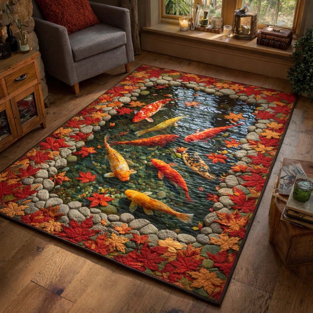 Koi Heaven area rug in a living room