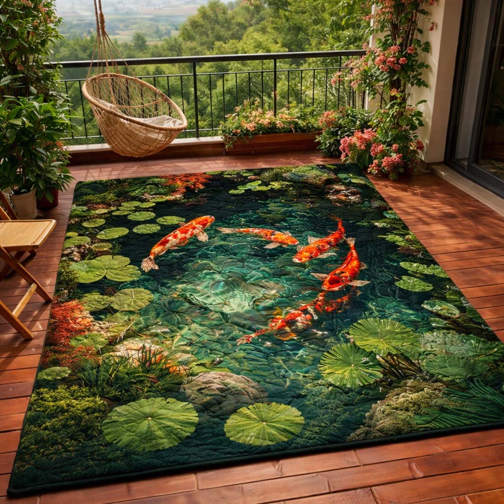 Koi Heaven area rug in a living room