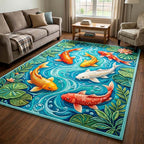 Koi Lagoon area rug in a living room
