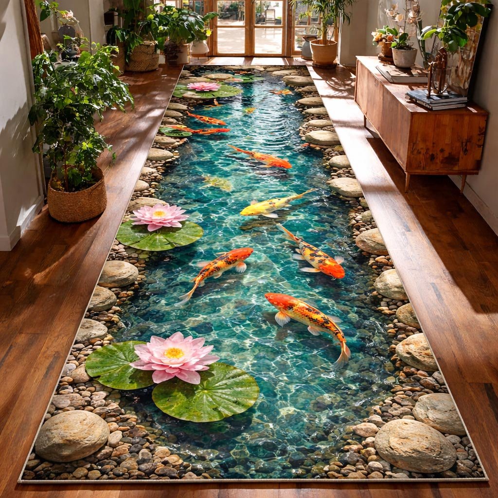 Koi Pond Runner Rug - Nature Design | Serene Runner Rug