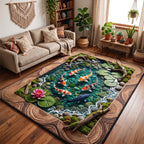 Koi Serenity area rug in a living room