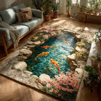 Koi Serenity area rug in a living room