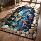Koi Serenity area rug in a living room