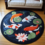 Koi Serenity Round Mat Rug - Nature Design | Serene Home Decor