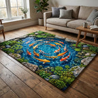 Koi Spiral area rug in a living room