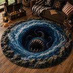 Kraken Abyss Round Mat Rug - Nature Design | Serene Home Decor (Design 1) - washable non-slip printed rug
