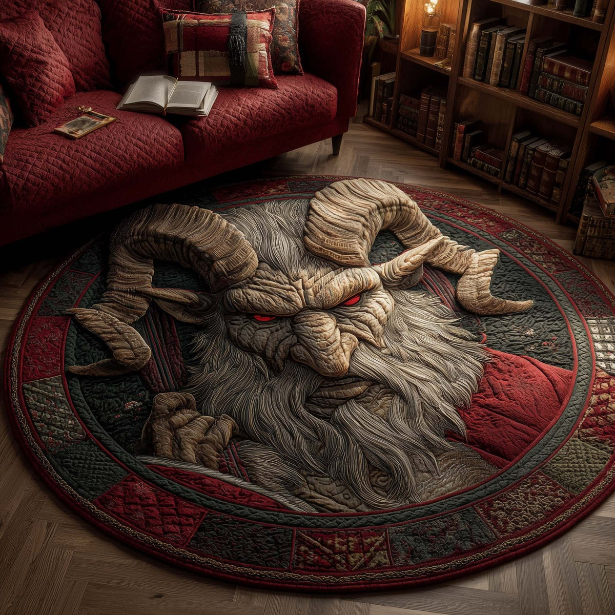 Krampus Eve (Design 11) Round Mat Rug - washable non-slip printed rug