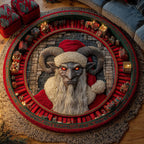 Krampus Eve Round Mat Rug - washable non-slip printed rug