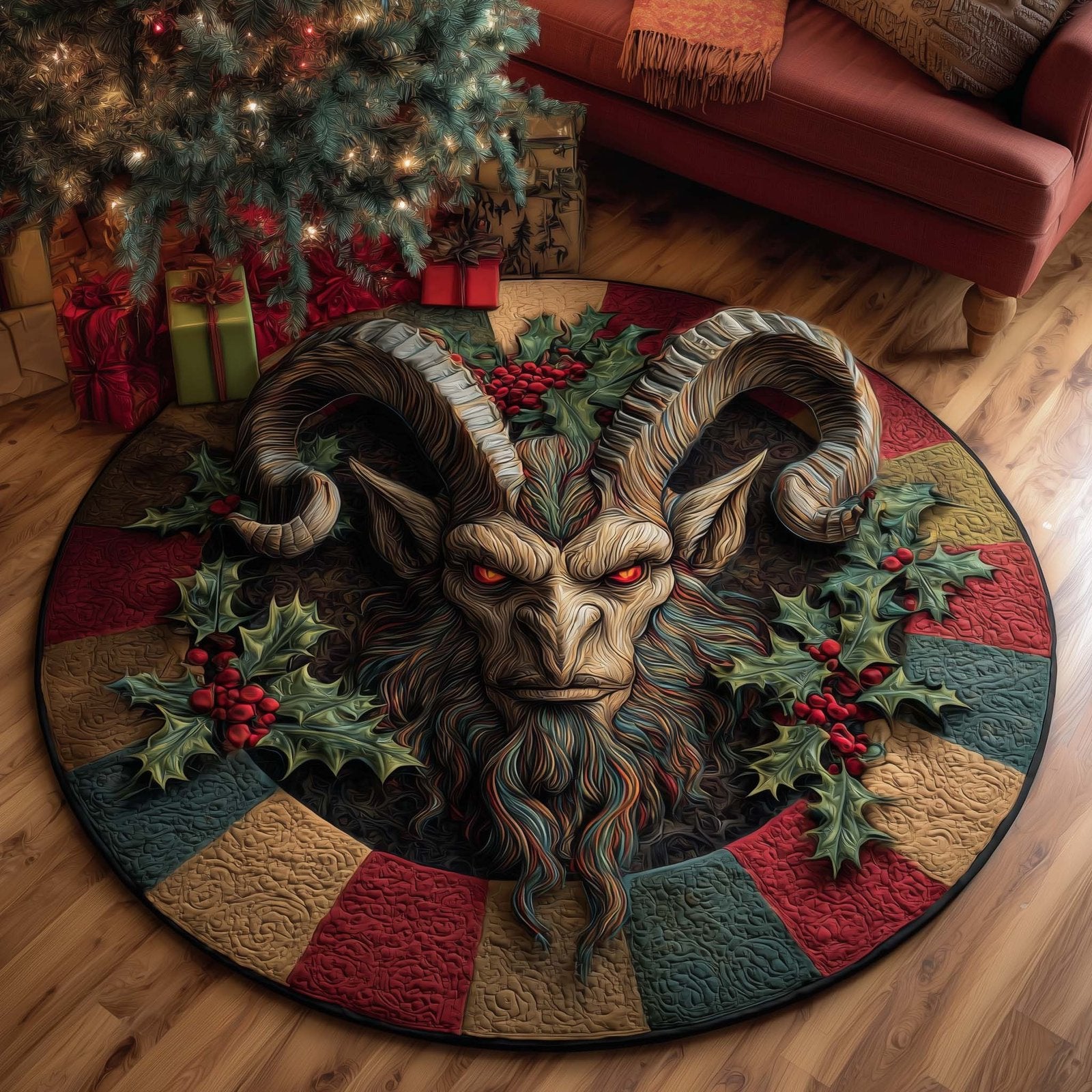 Krampus Eve Round Mat Rug - Nature Design | Serene Home Decor