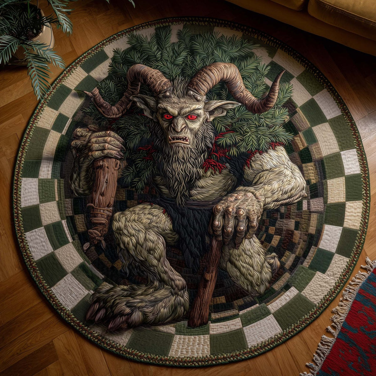 Krampus Eve Round Mat Rug - Nature Design | Serene Home Decor